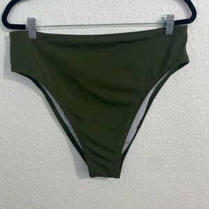 Shade and shore- Dark solid olive green bikini bottoms- high rise- Size XL